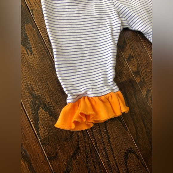 Magnolia Baby Girls 6M Purple/White Striped Orange Ruffle Pants 100% Pima Cotton - Picture 2 of 6